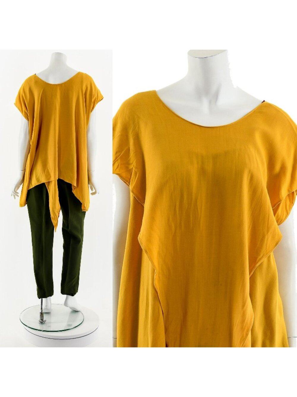 Laise Adzer Ochre Asymmetrical Boat Neck Loose Top